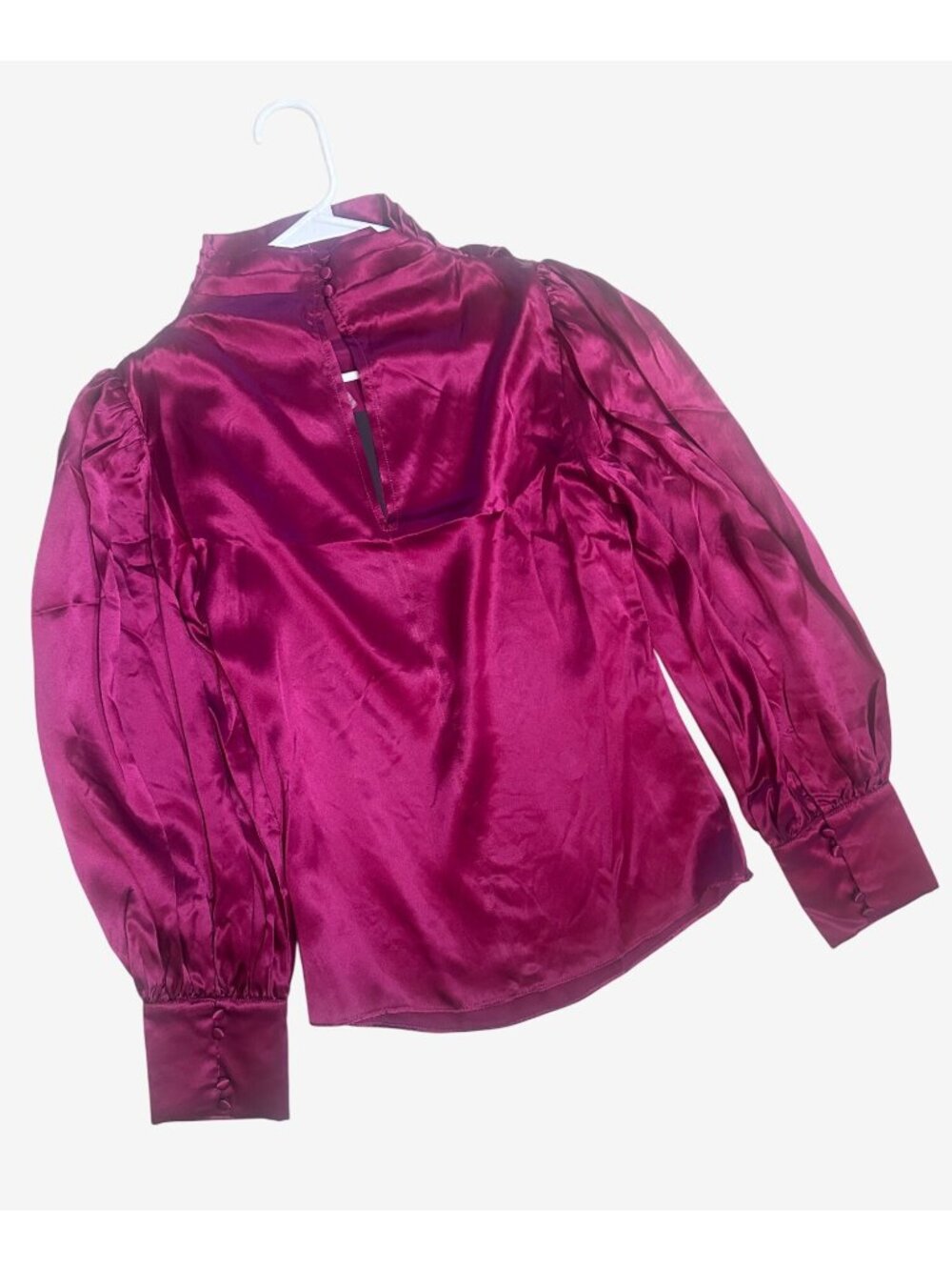 Elliat Berry Satin Long Sleeve Blouse XS New With Tags $169 retail
